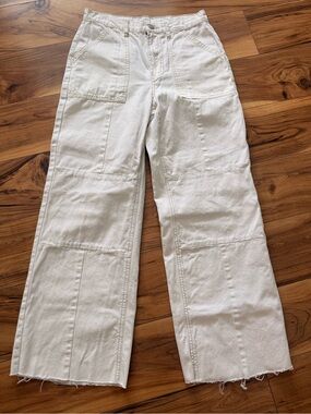 PacSun Off-White Wide-Leg Cargo Pants